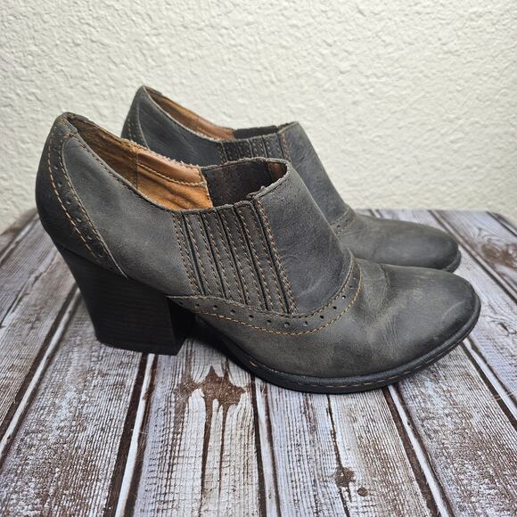 BOC born Womens Boot Size 10 Brown Leather Block Heel y2k chunky shootie Bootie - Picture 2 of 8